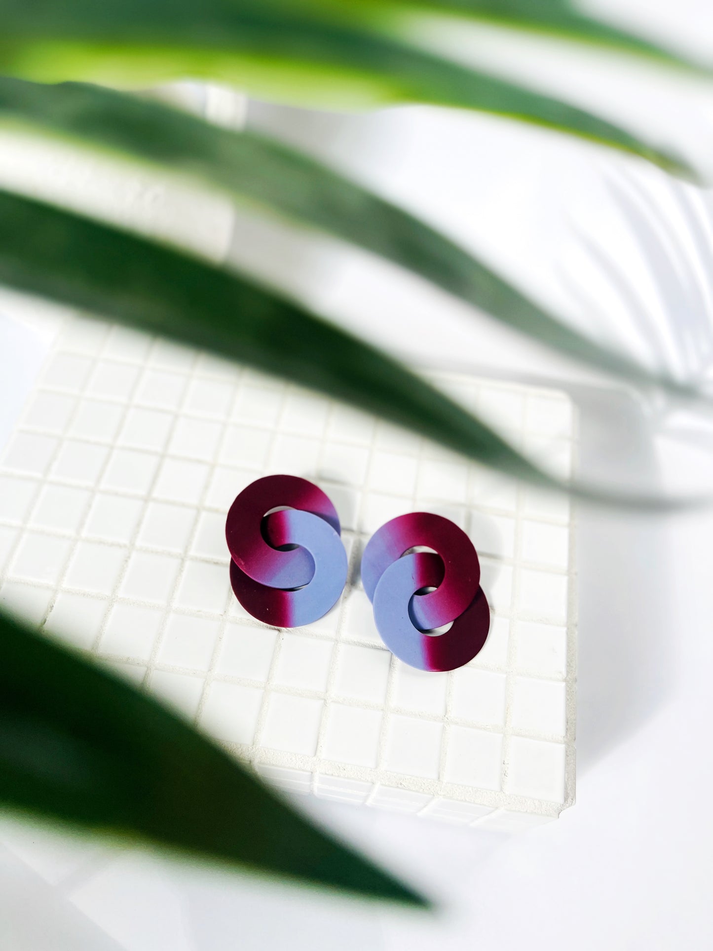 Circle Chains in Lavender and Merlot Ombre Polymer Clay