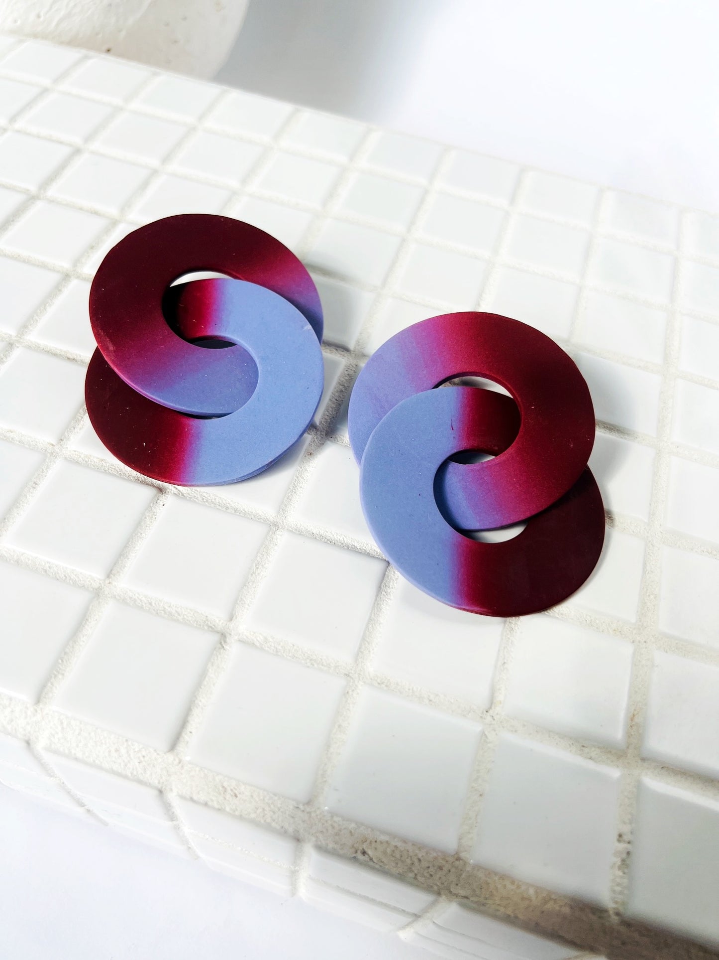 Circle Chains in Lavender and Merlot Ombre Polymer Clay