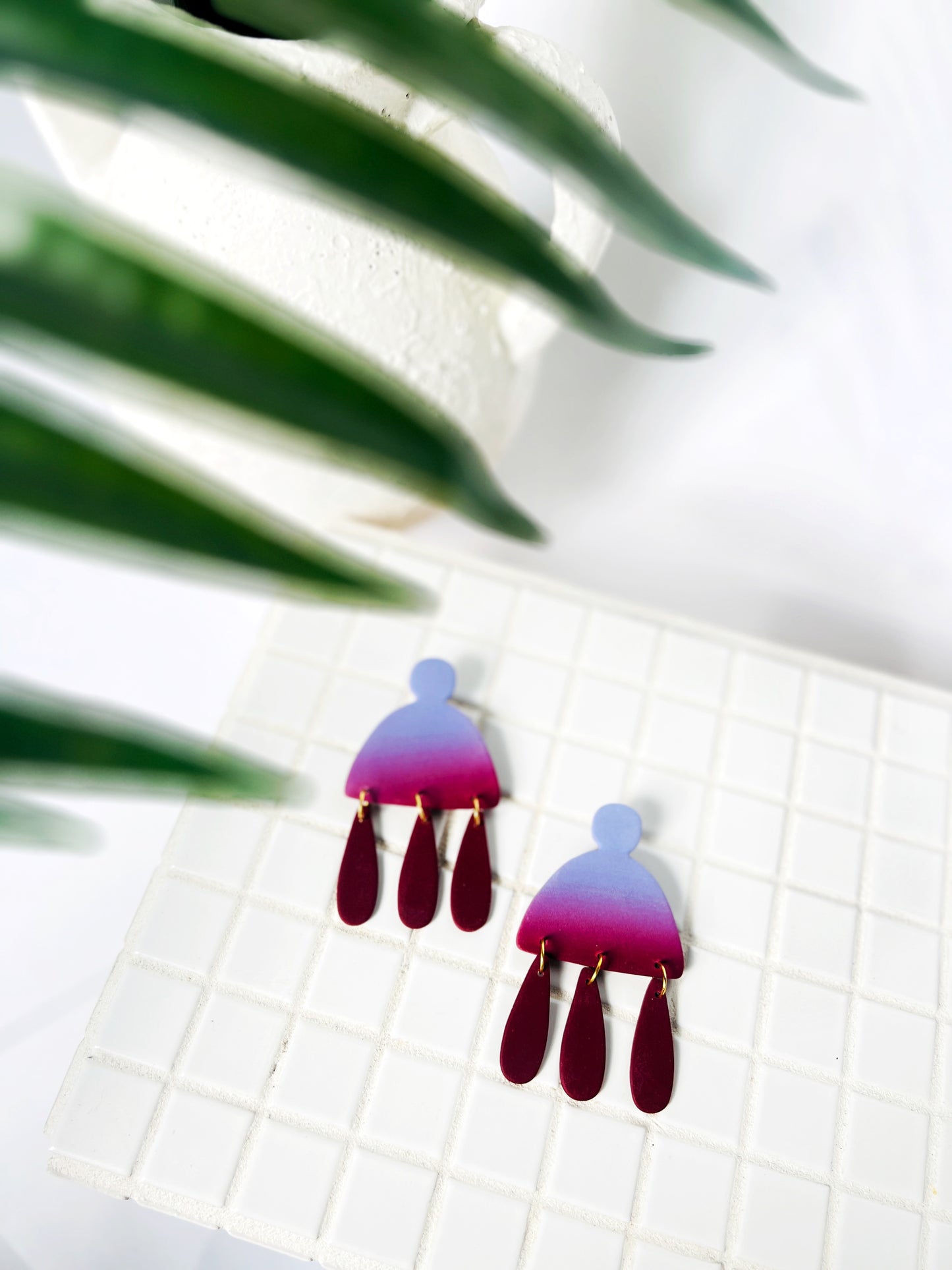 The Chess in Lavender and Merlot Ombre Polymer Clay