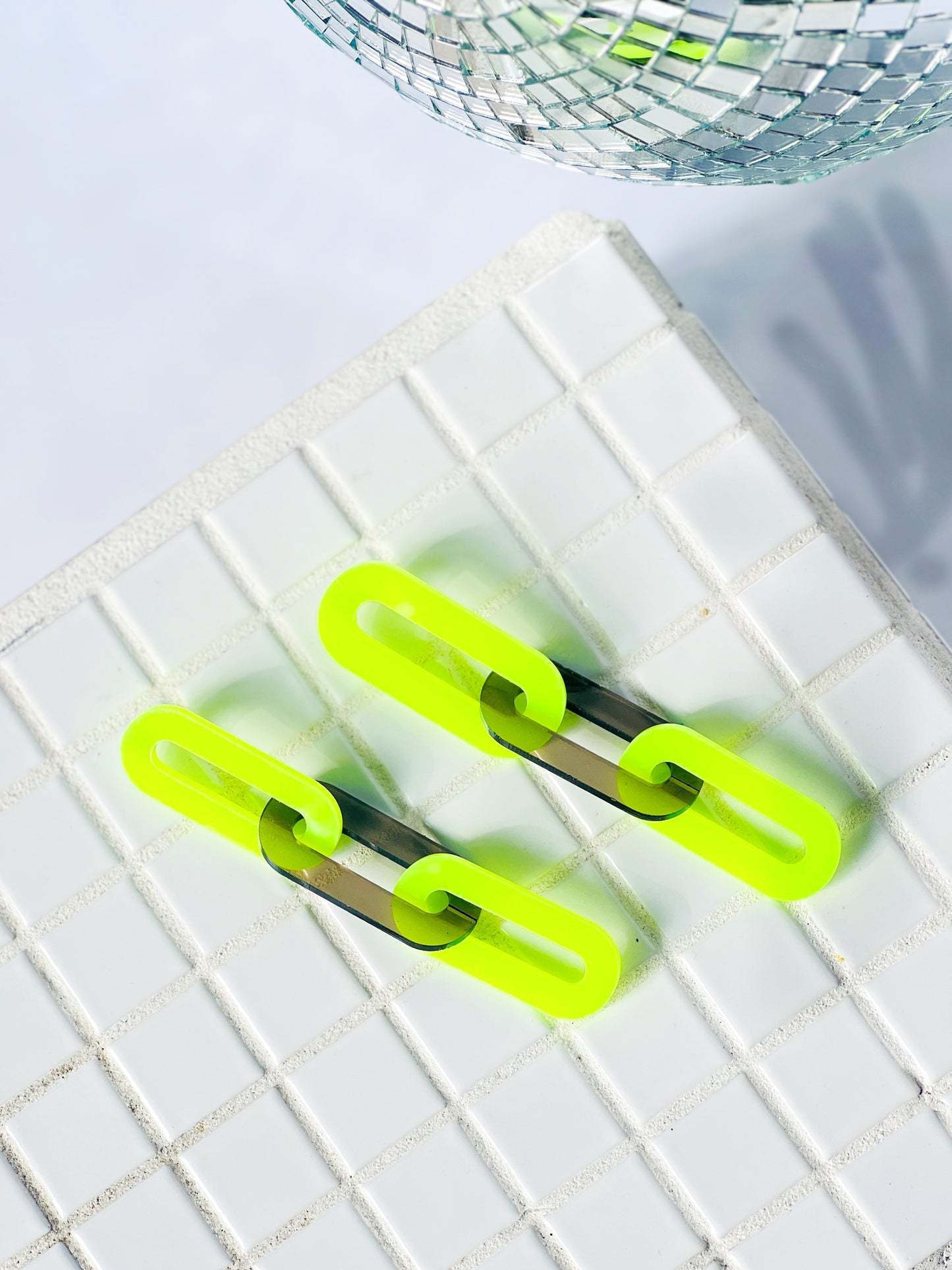 The Spano Earring in Frosted Lime and Smoky Acrylic