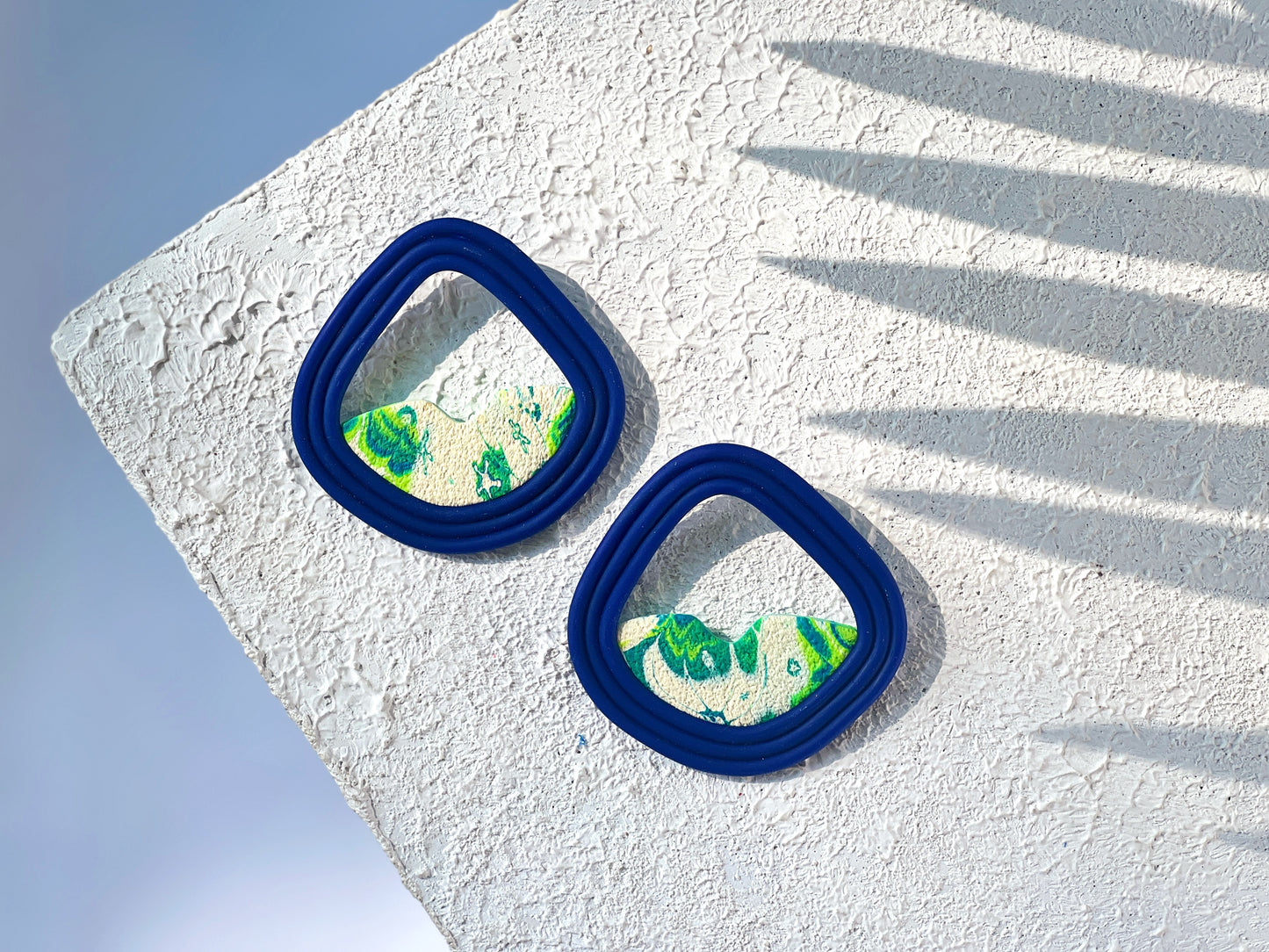 The Drew Midi in Cobalt, Lime, Green, and Cream Polymer