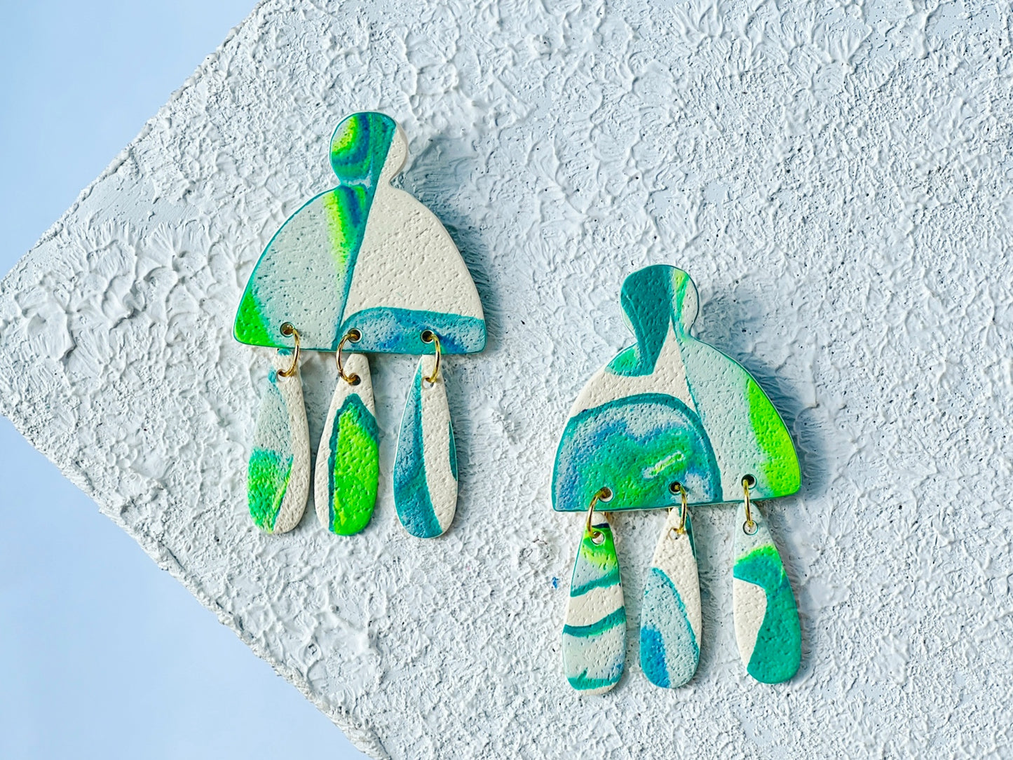 The Chessa in Marbled Blue, Green, + Cream Polymer