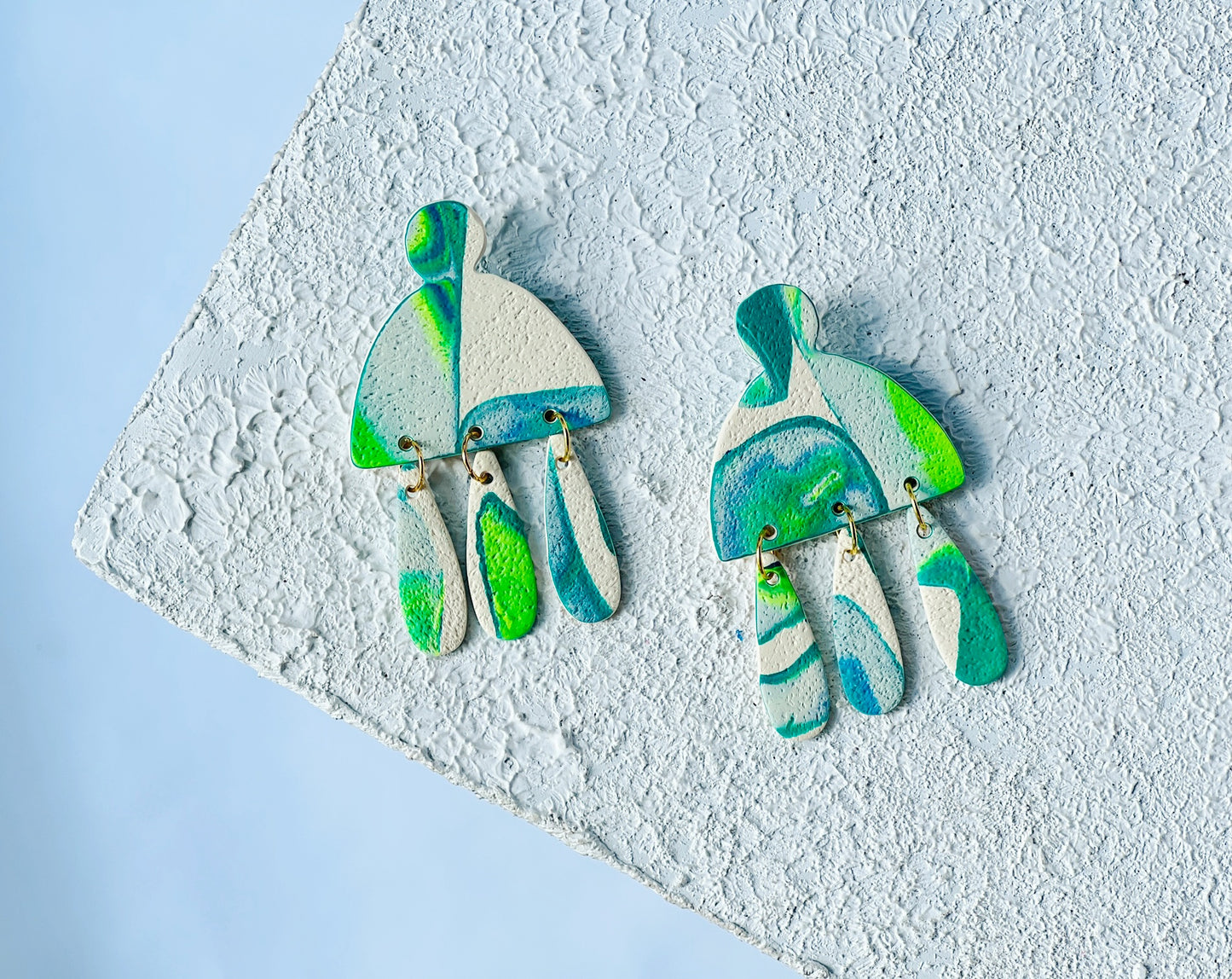 The Chessa in Marbled Blue, Green, + Cream Polymer