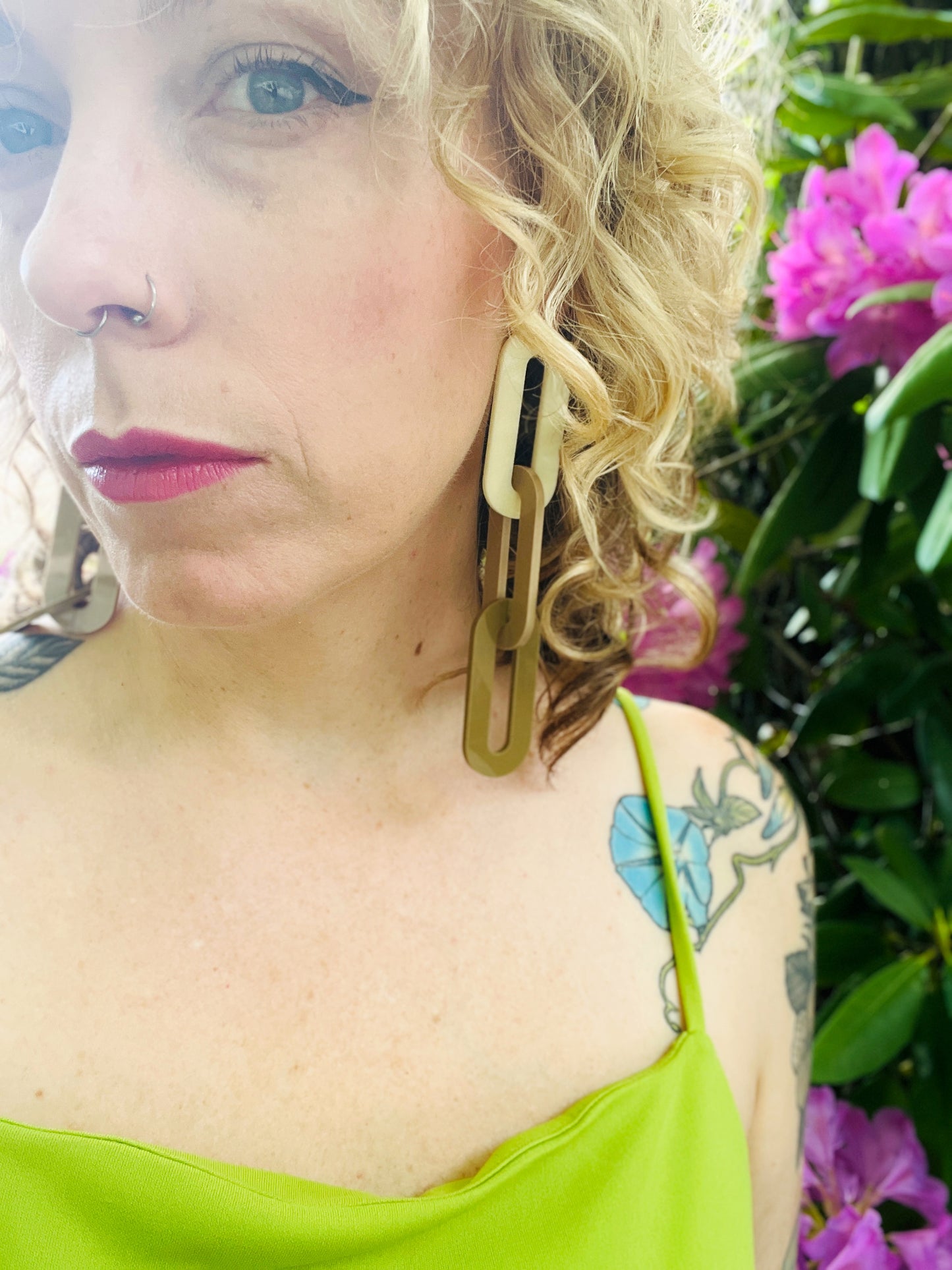 The Spano Earring in Cream, Milk Tea, and Early Grey Acrylic