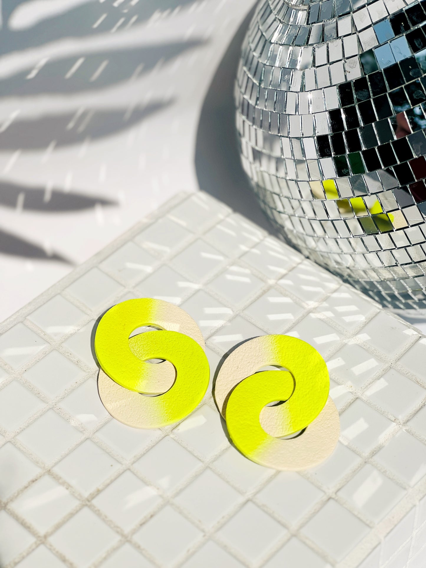 Circle Chains in Citron + Cream Ombre Polymer Clay