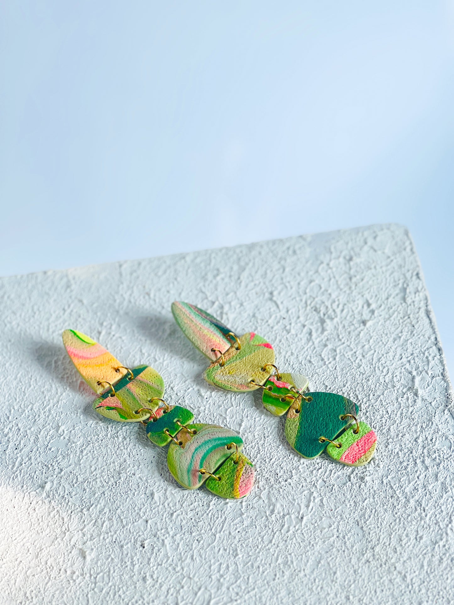 The Wilma Maxi in Marbled Polymer Clay (Green pair)