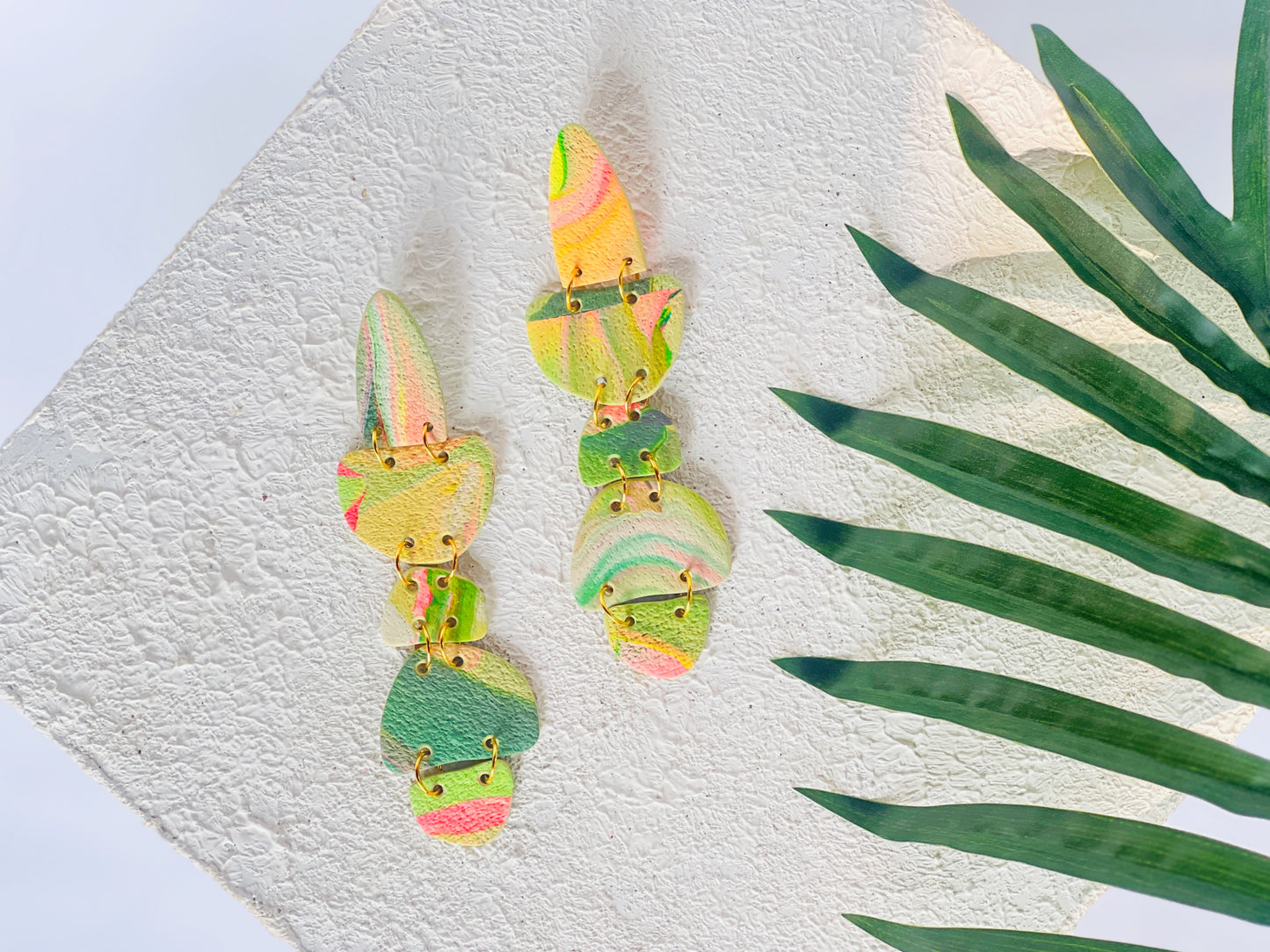 The Wilma Maxi in Marbled Polymer Clay (Green pair)
