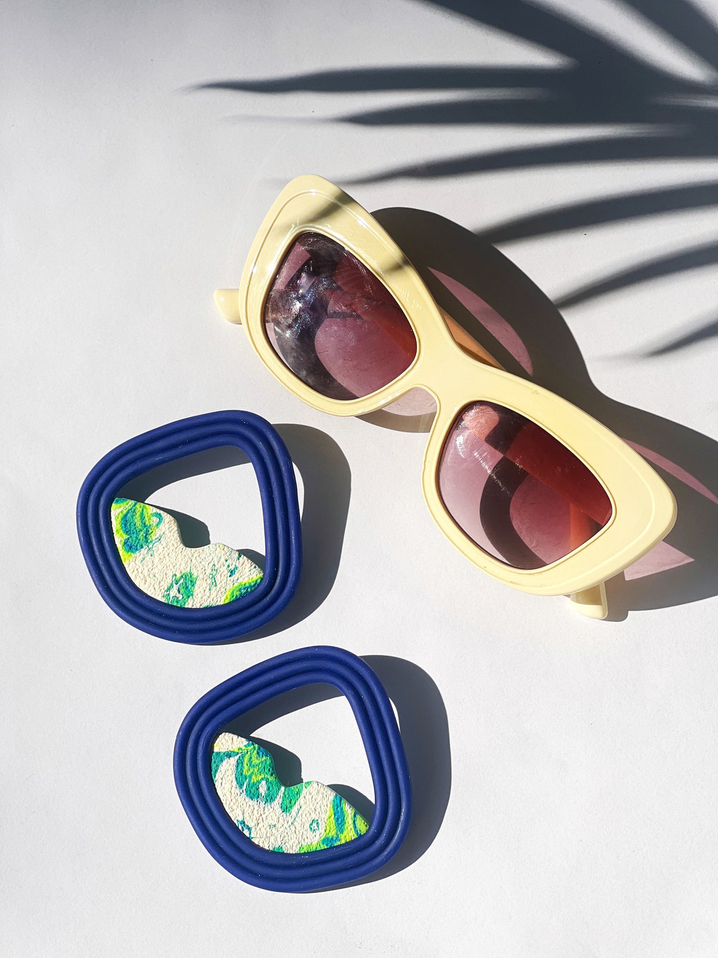 The Drew Midi in Cobalt, Lime, Green, and Cream Polymer