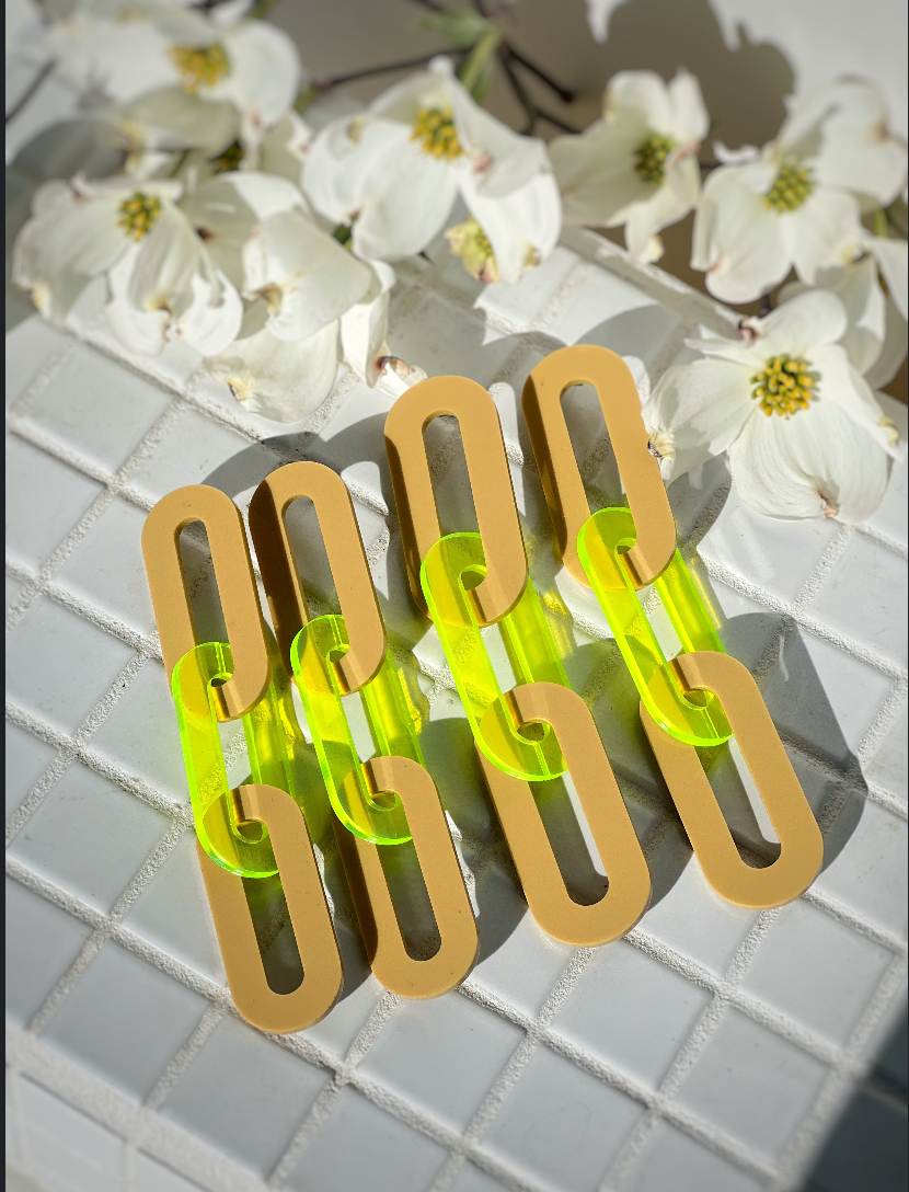 The Spano Earring in Holo Shimmer + Early Grey Acrylic