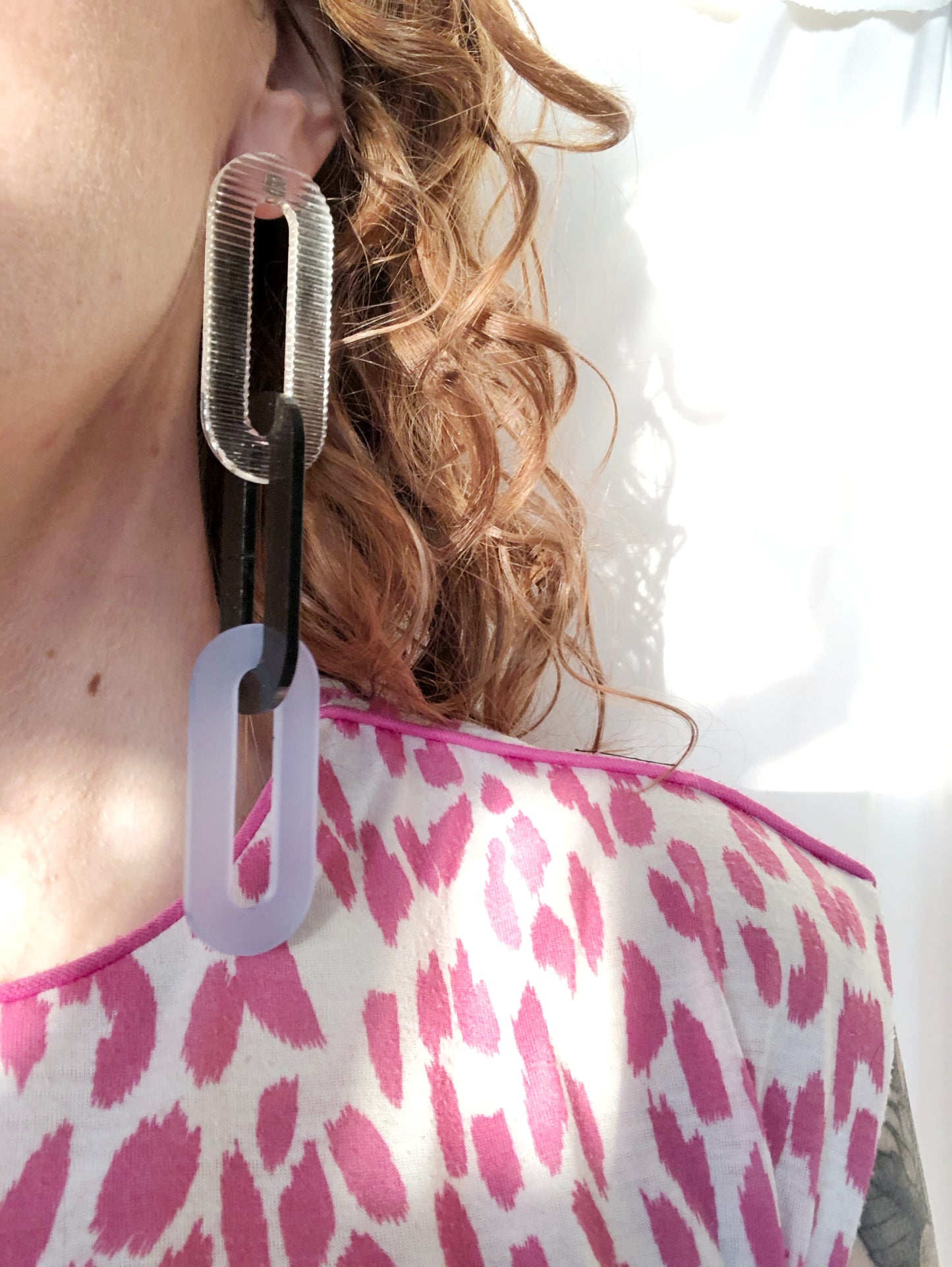 The Spano in Smoky Brown, Lavender, Baby Blue, + Clear Ribbed Acrylic