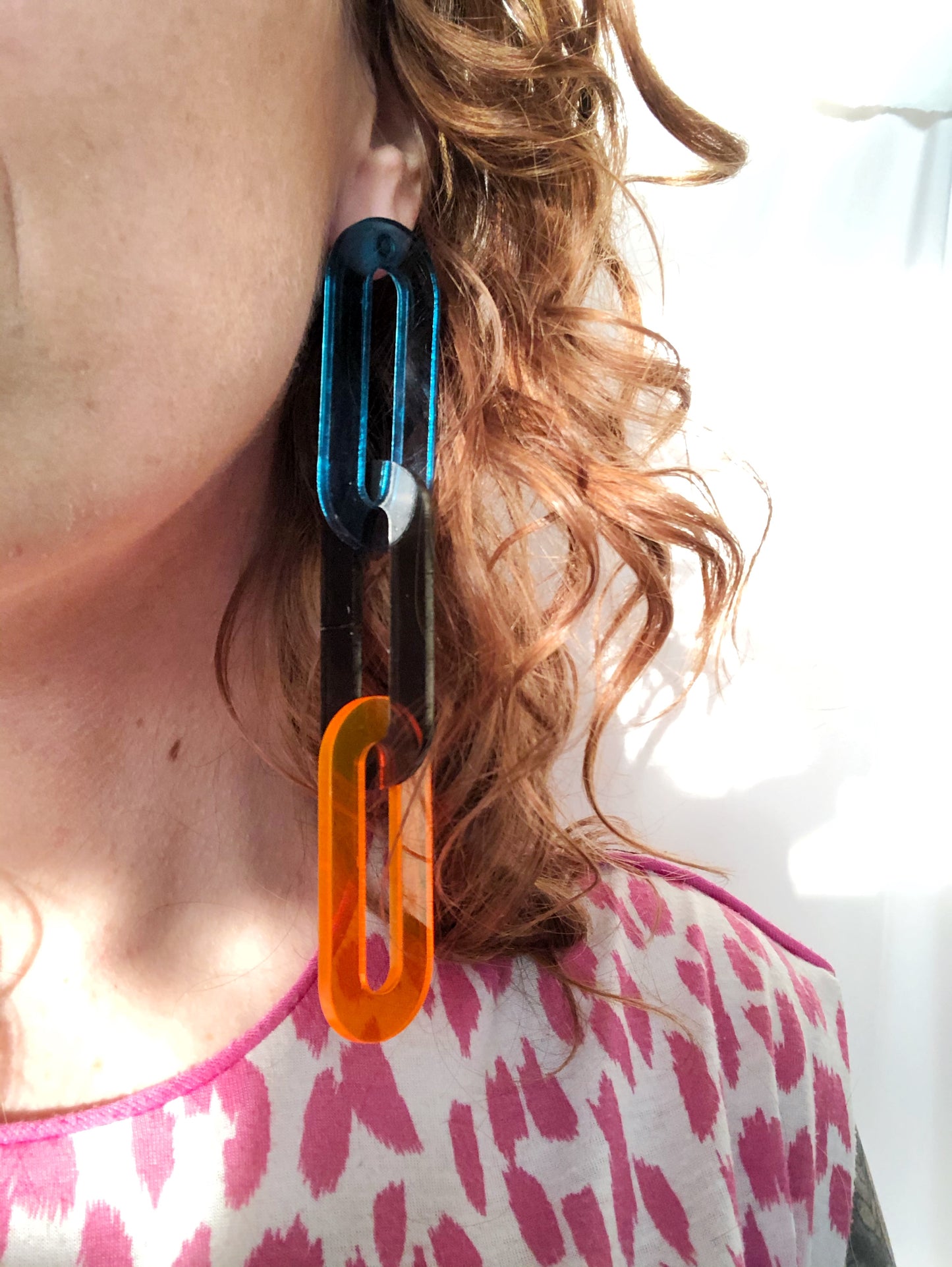 The Spano in Smoky Brown, Teal, + Neon Orange Acrylic