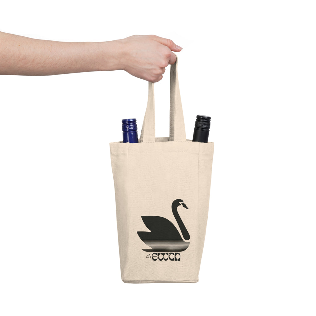 Black Swan Graphic Double Wine Tote Bag | 2 Bottle Canvas Wine Carrier