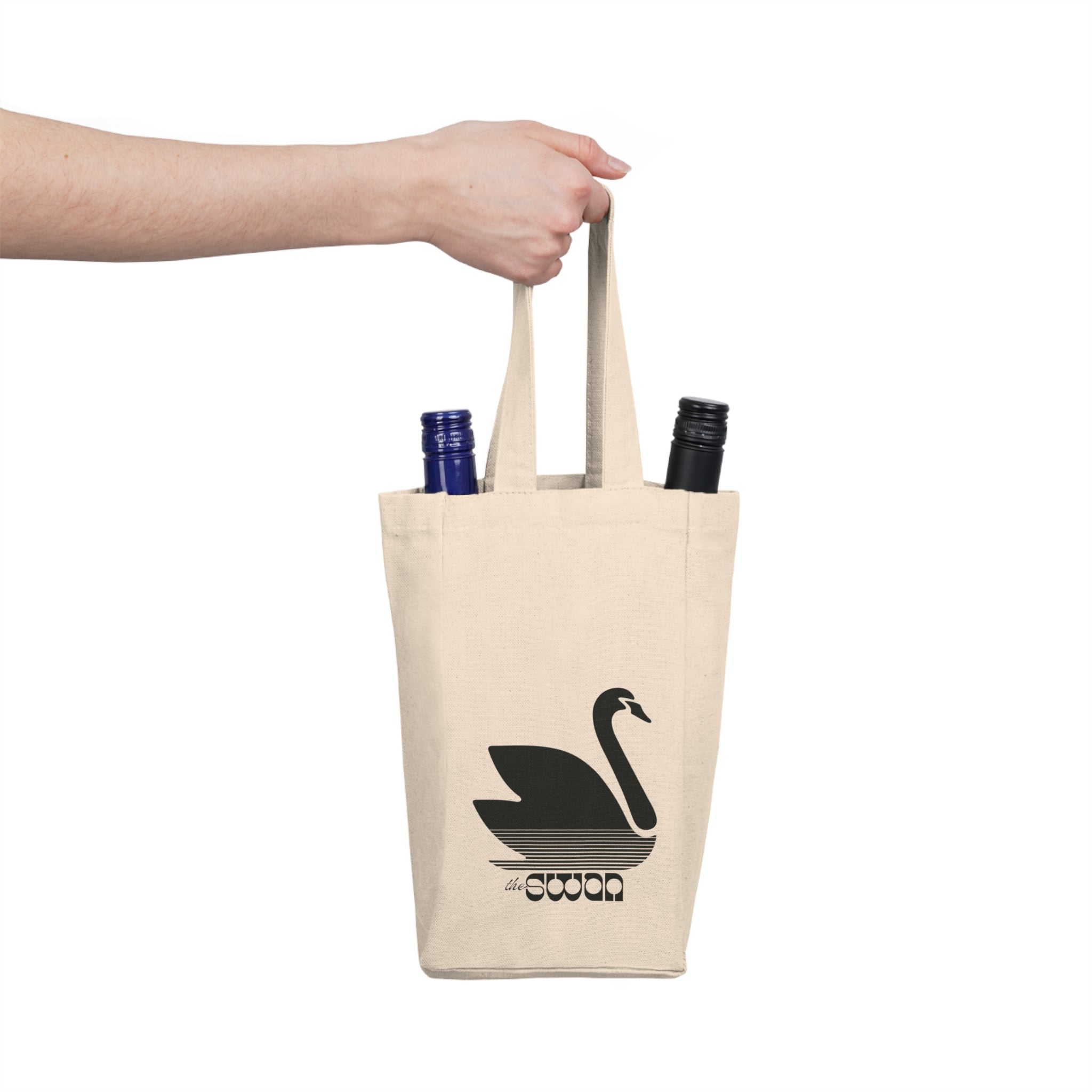 Black Swan Graphic Double Wine Tote Bag | 2 Bottle Canvas Wine Carrier