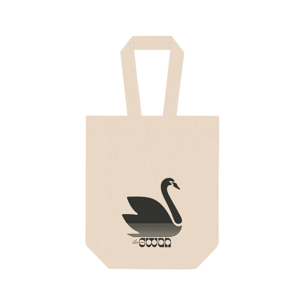 Black Swan Graphic Double Wine Tote Bag | 2 Bottle Canvas Wine Carrier