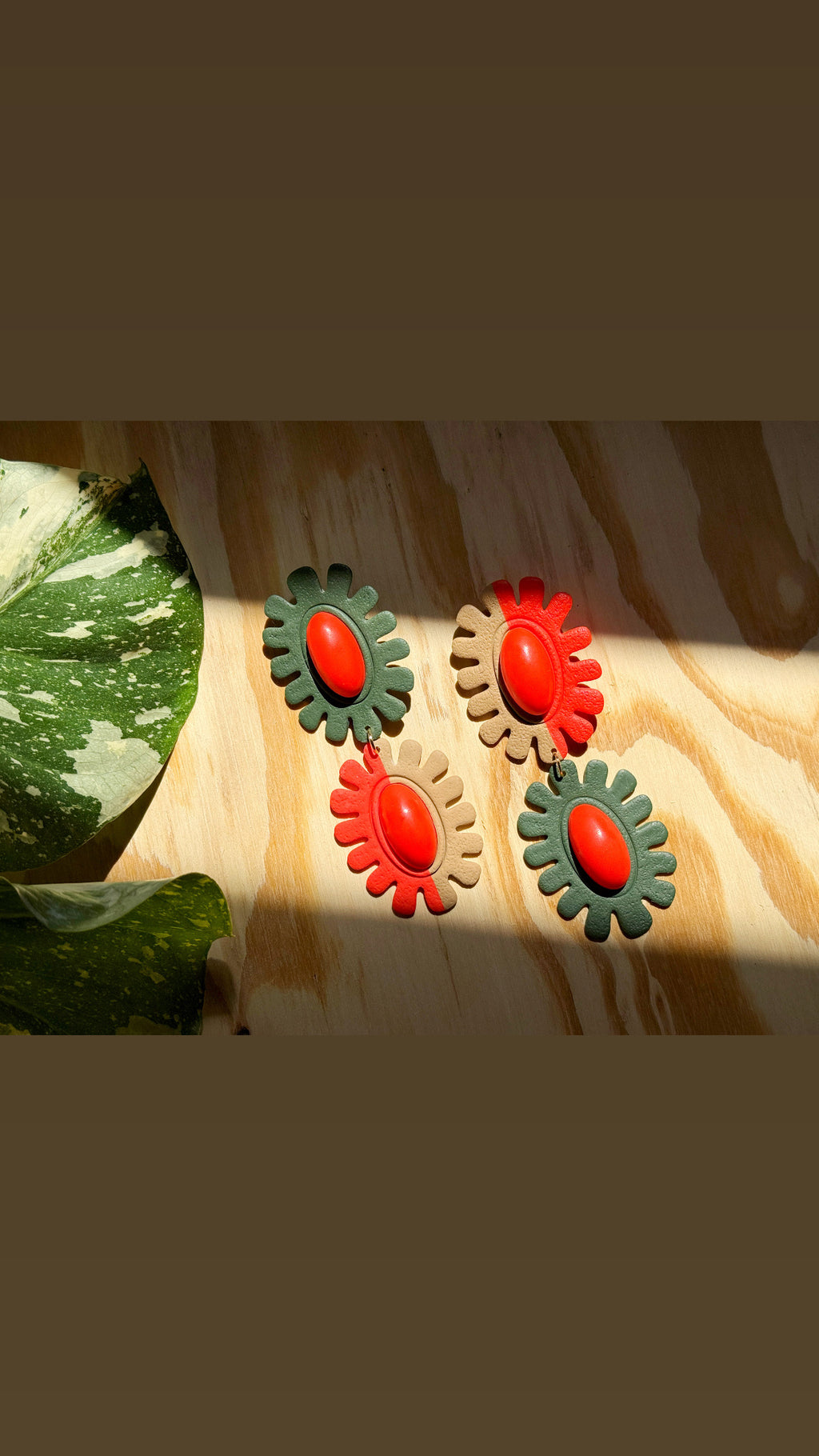 The Brio DOUBLE in Coral, Olive, + Khaki Polymer Clay