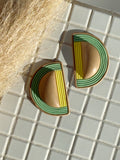 The Half Moon in Tan, Light Green, & Lemon Polymer Clay
