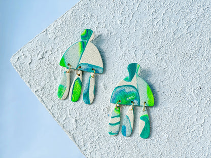 The Chessa in Marbled Blue, Green, + Cream Polymer