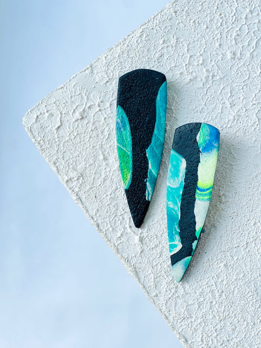 The Gemini in Marbled Cobalt, Green, + Black Polymer