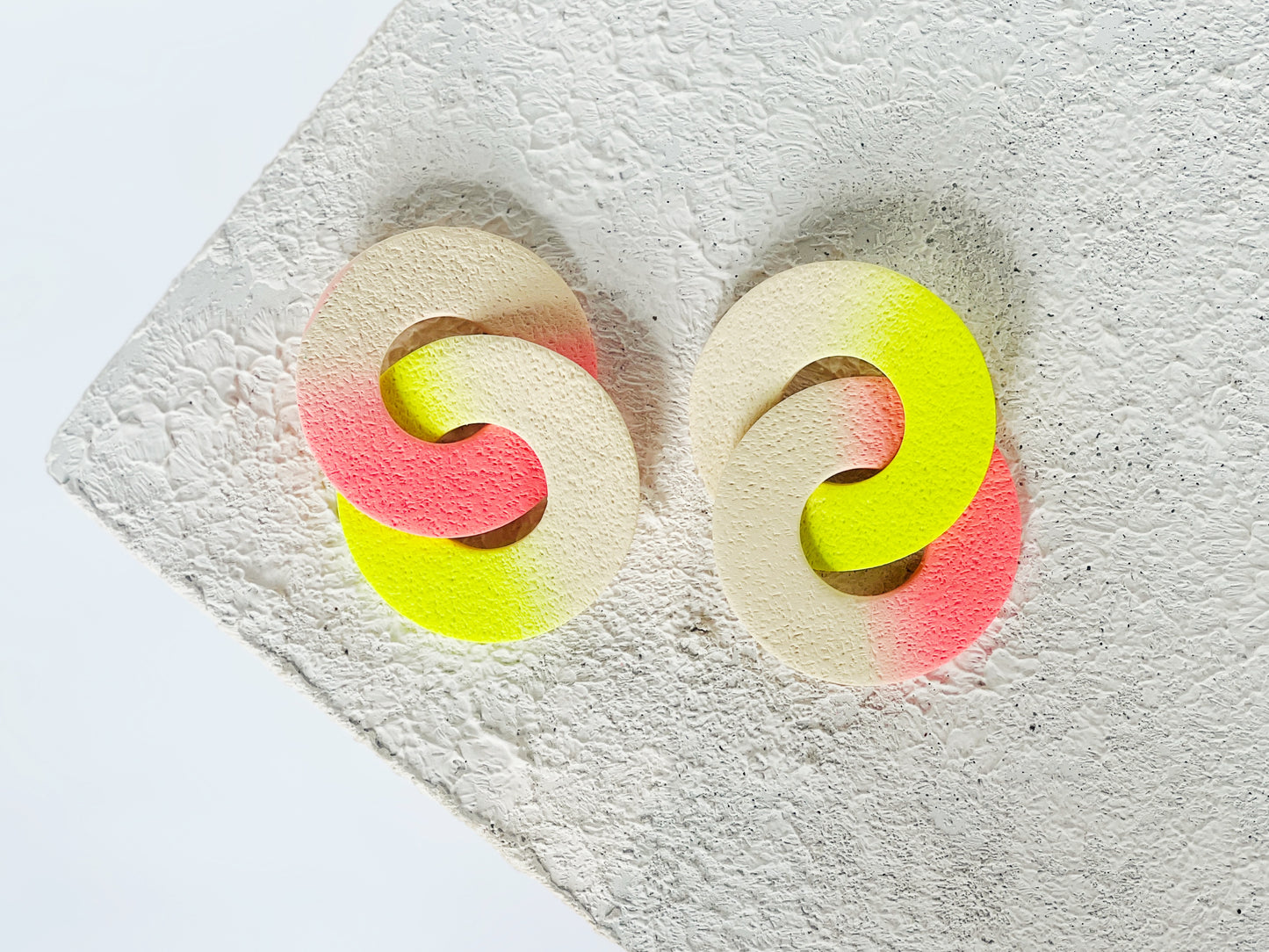 Circle Chains in Citron, Guava, + Cream Ombre Polymer Clay