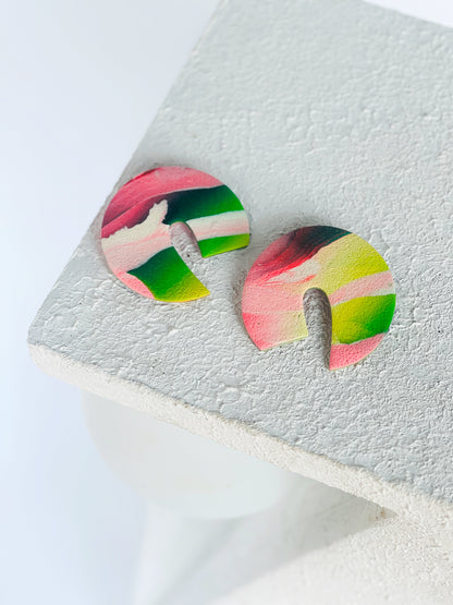 The Aries Midi in Marbled Greens, Pinks, Yellow, +  Cream Polymer