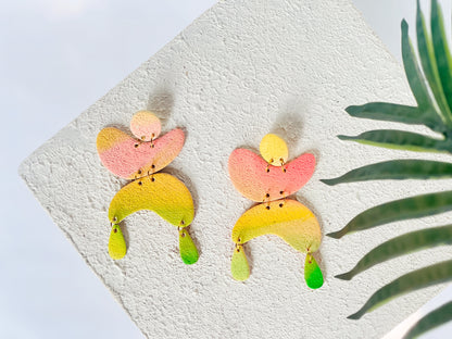 The Hey! Hey! in Marbled Pink, Yellow, + Green Polymer Clay