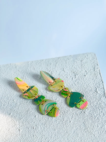 The Wilma Maxi in Marbled Polymer Clay (Green pair)
