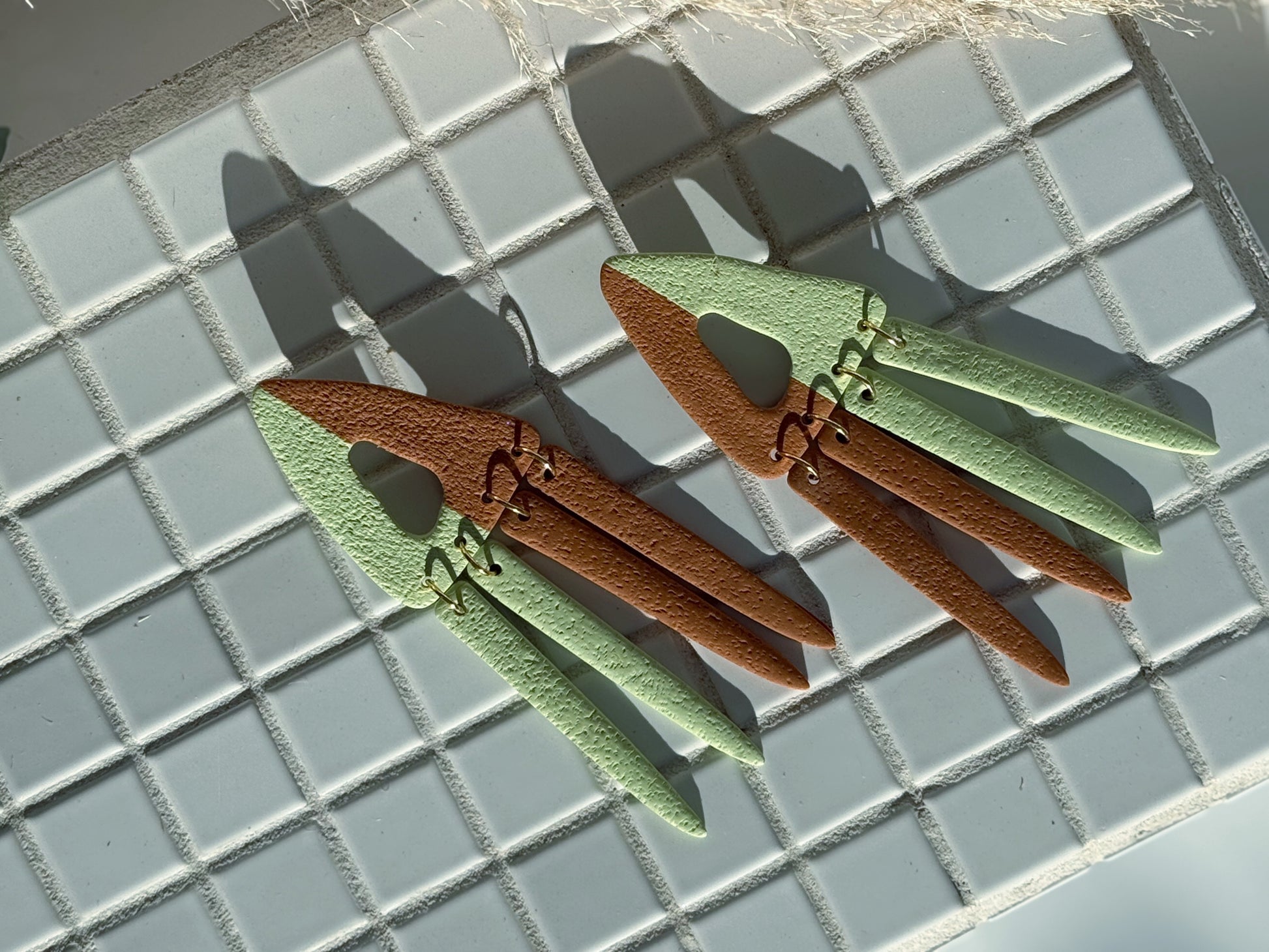 The Trine in Matcha & Gingerbread Polymer Clay