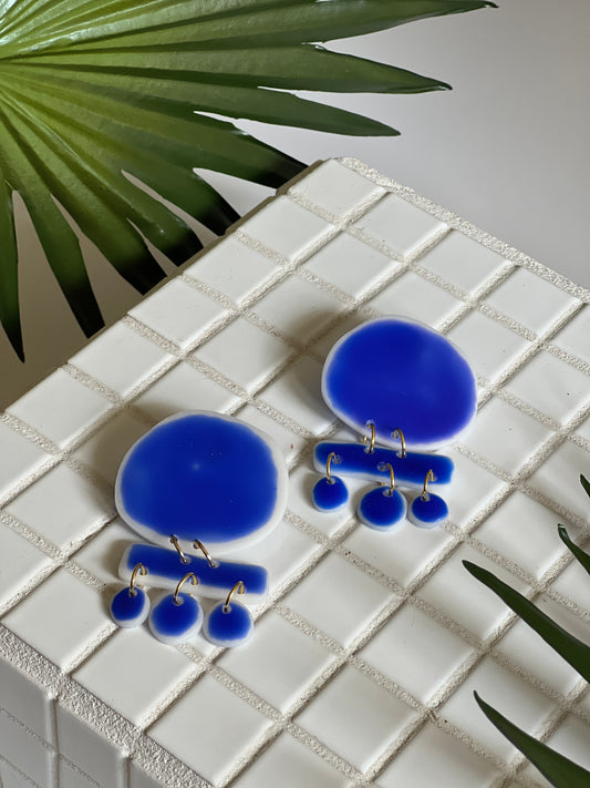 The Dangly Stone II in Cobalt and White