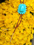 The Squiggle Frame BOLO TIE  in Sky Blue Granite Polymer Clay