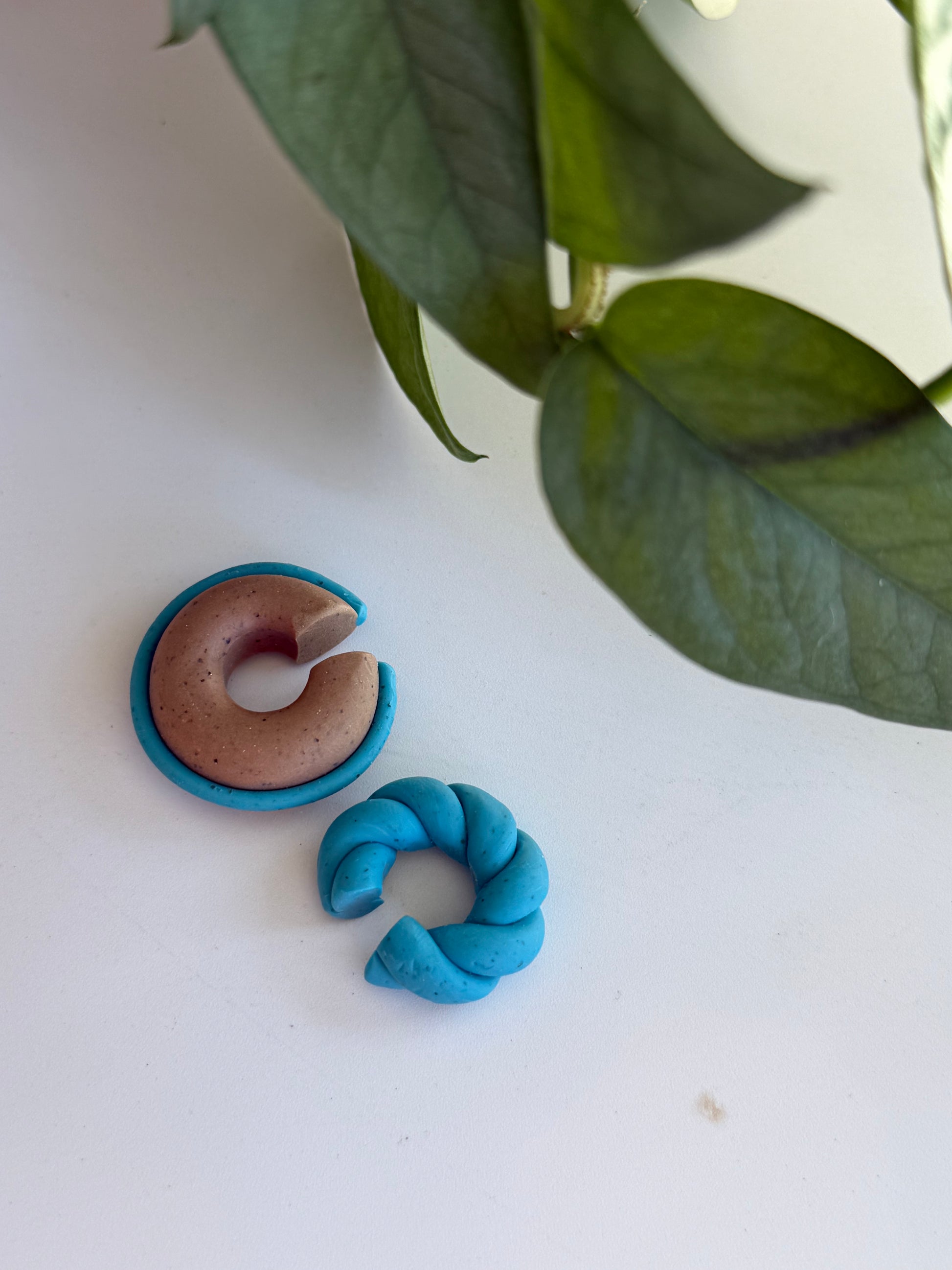 Ear Cuffs -  Tan + Sky Blue (SET of 2)