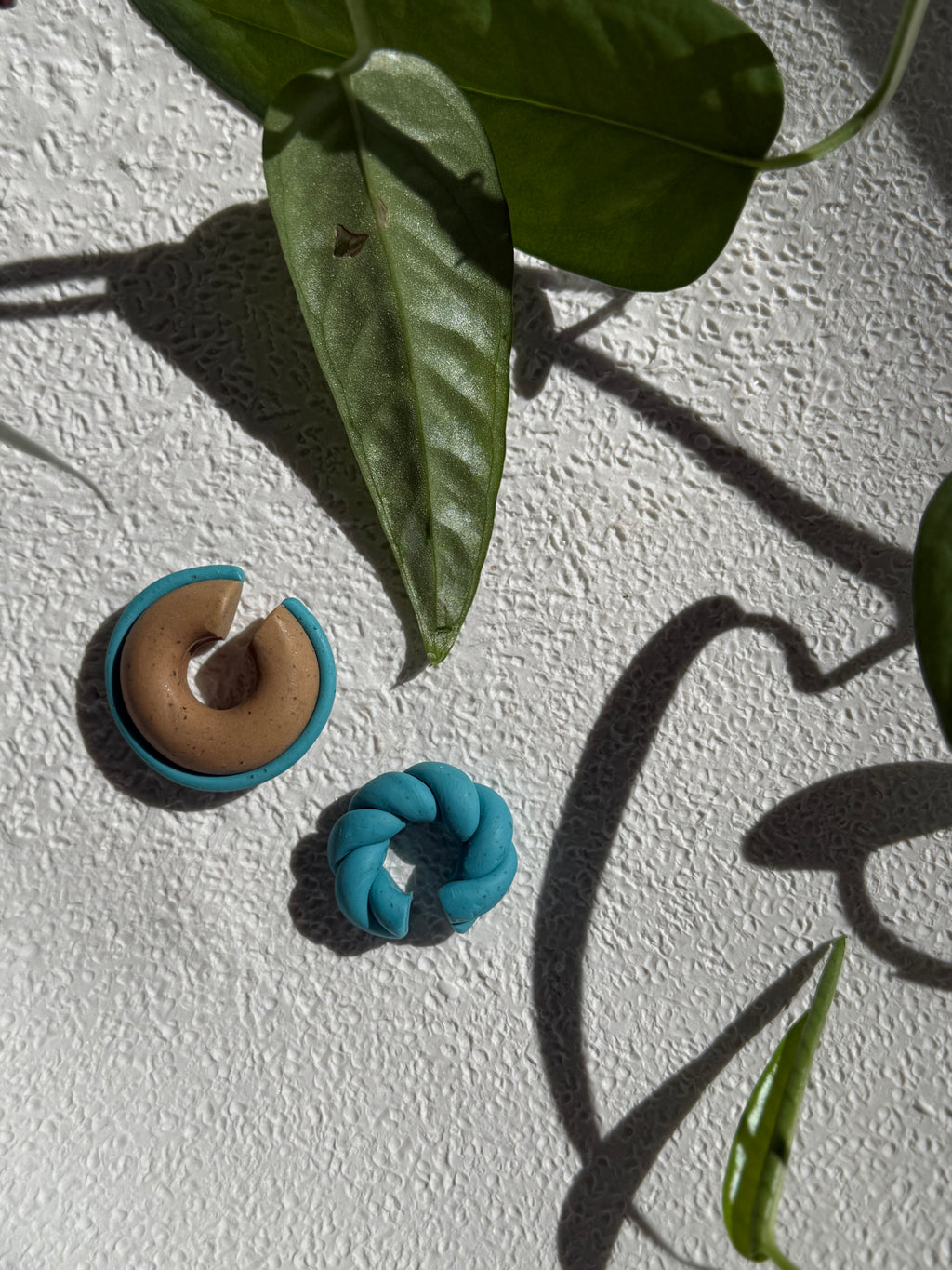 Ear Cuffs -  Tan + Sky Blue (SET of 2)