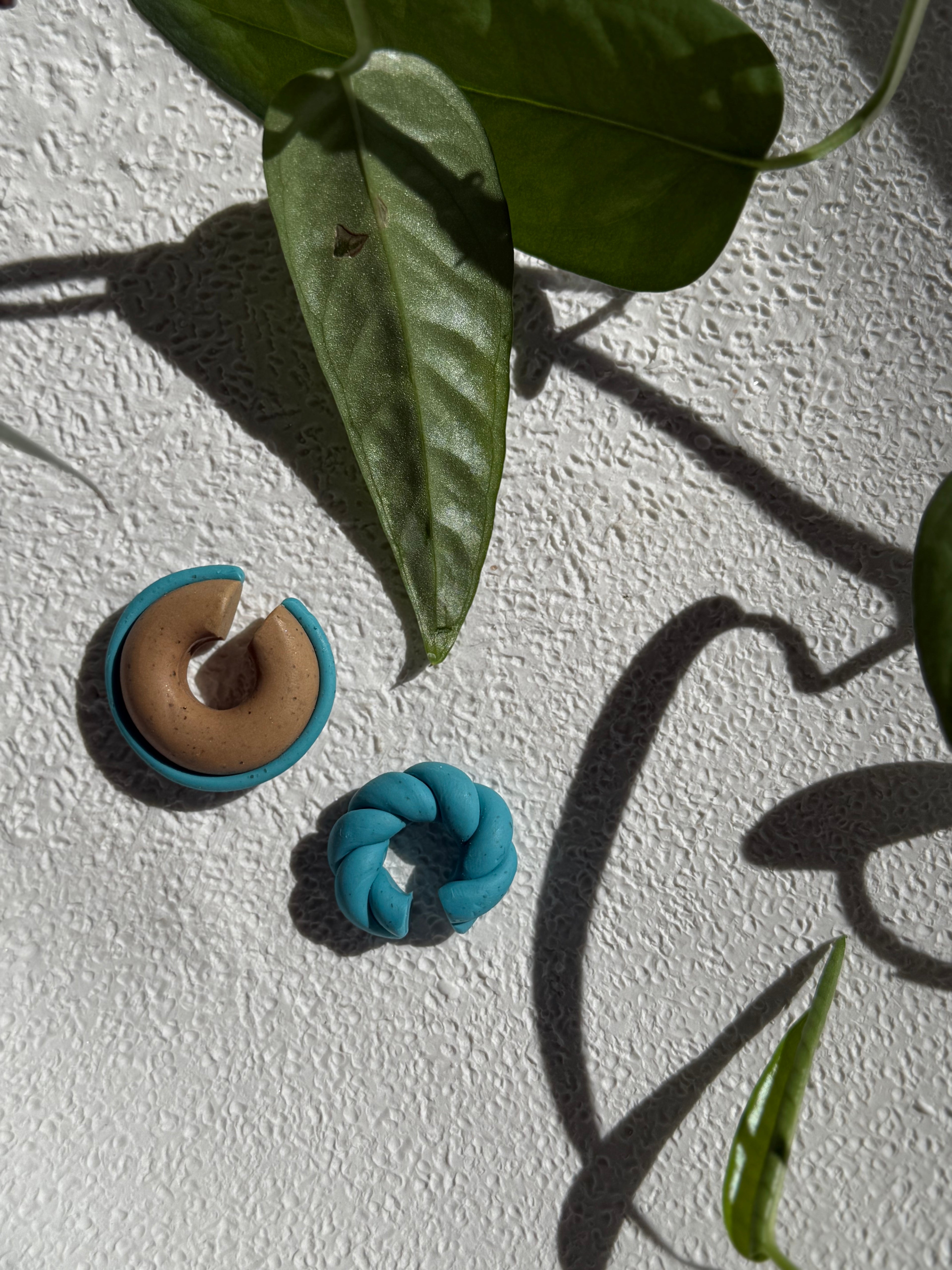 Ear Cuffs -  Tan + Sky Blue (SET of 2)