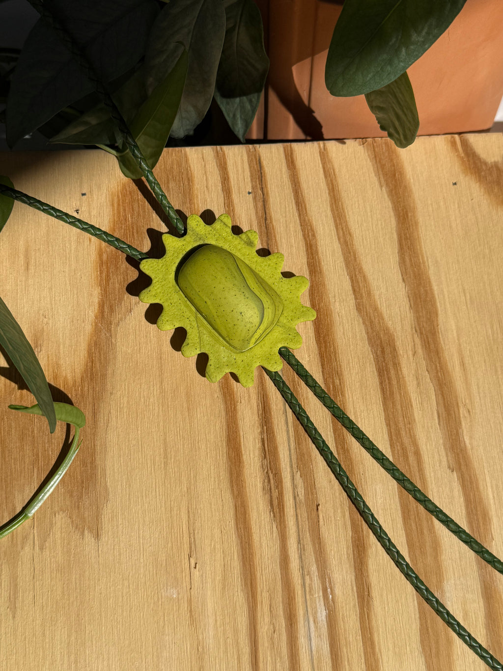 The Squiggle BOLO TIE in Marbled Chartreuse