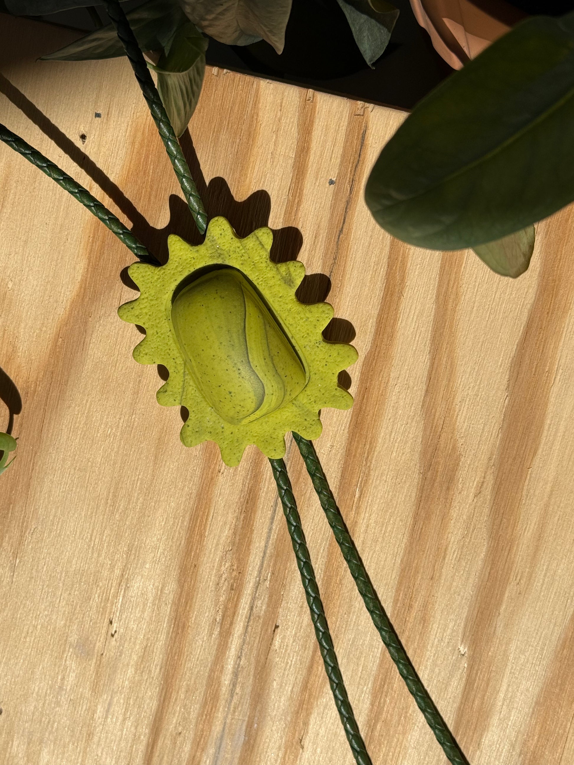 The Squiggle BOLO TIE in Marbled Chartreuse