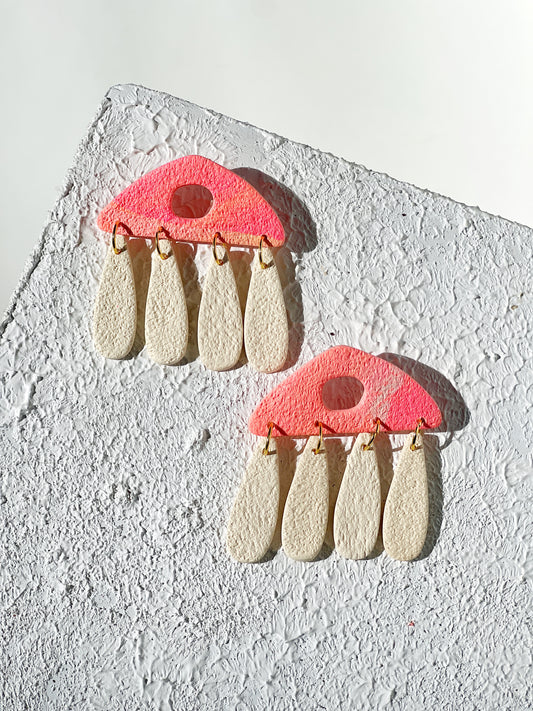 Triangle Dangle 2.0 in Peachy Marble Polymer Clay