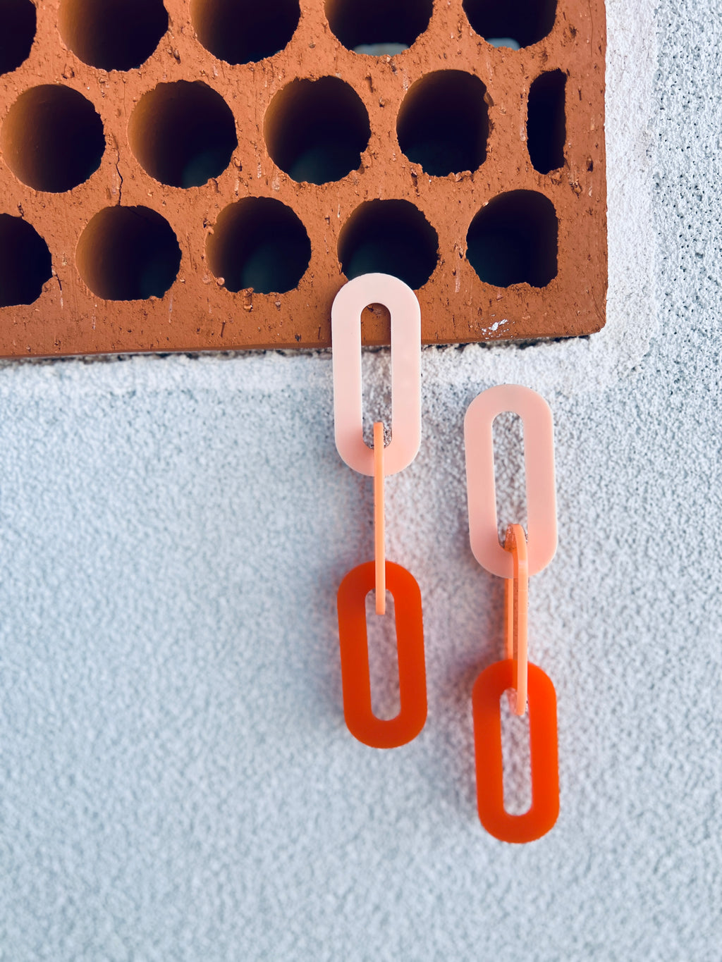 The Spano Earring in Peachy Ombre Acrylic