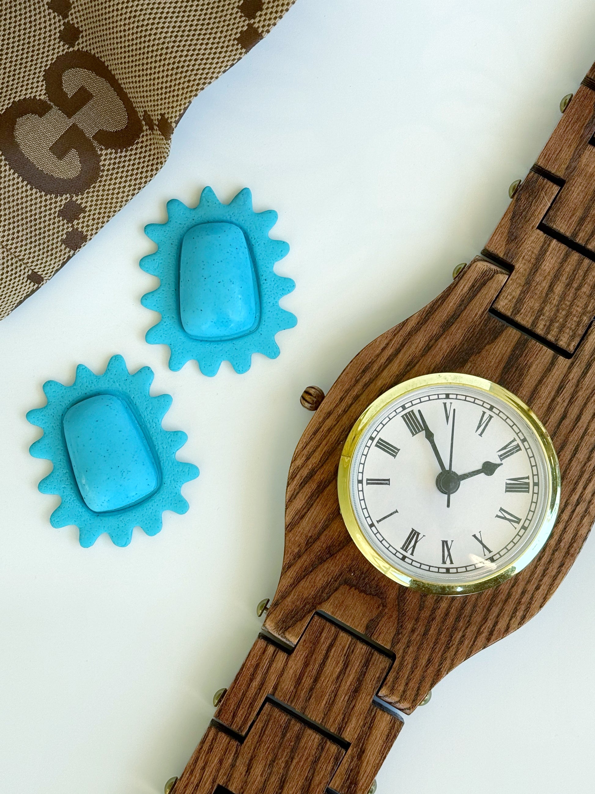 The Squiggle Frame in Sky Blue Polymer Clay