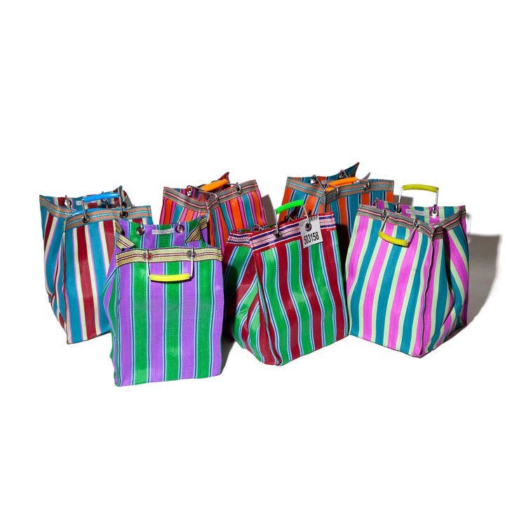 Recycled Plastic Tote Bag with Metal Handles - Large Rectangle (Multiple Colors Available)