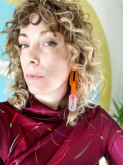 The Spano Earring in Mismatchy Neon Pastel Acrylic