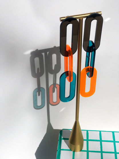 The Spano in Smoky Brown, Teal, + Neon Orange Acrylic