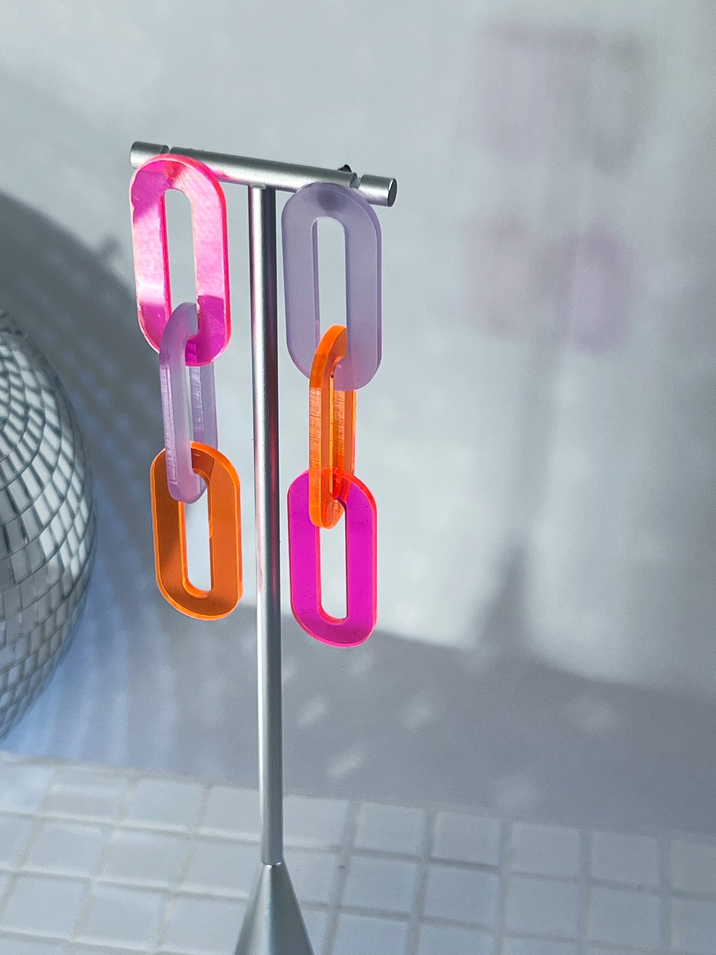 The Spano Earring in Mismatchy Neon Pastel Acrylic