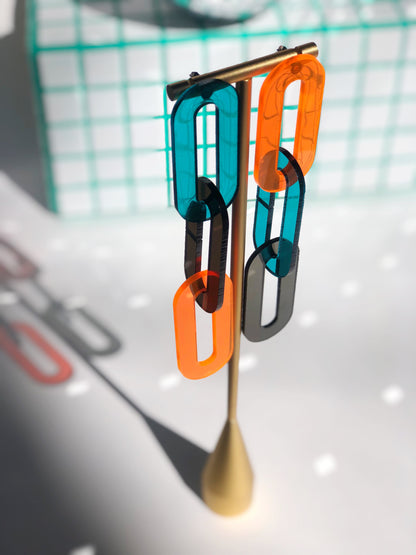 The Spano in Smoky Brown, Teal, + Neon Orange Acrylic